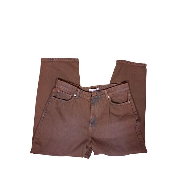 MNG by Mango Denim - MNG Mango Slouchy High Rise Rust Faded Jeans Women’s Size 12 Straight Leg